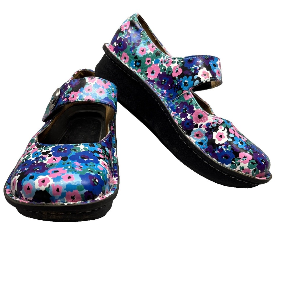 Alegria Paloma Floral Leather Clogs Mary Jane Women's Size 37 US 7 (no Insole's)